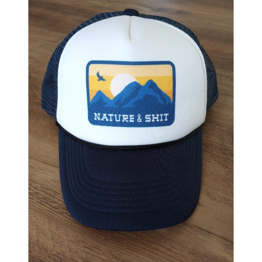 Headline "Nature & ?#!@" Adjustable Trucker Hat Landscape Design One Size